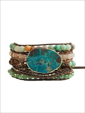 Handmade Natural Stone Wrap Bracelet Boho Jewelry Gift for Women
